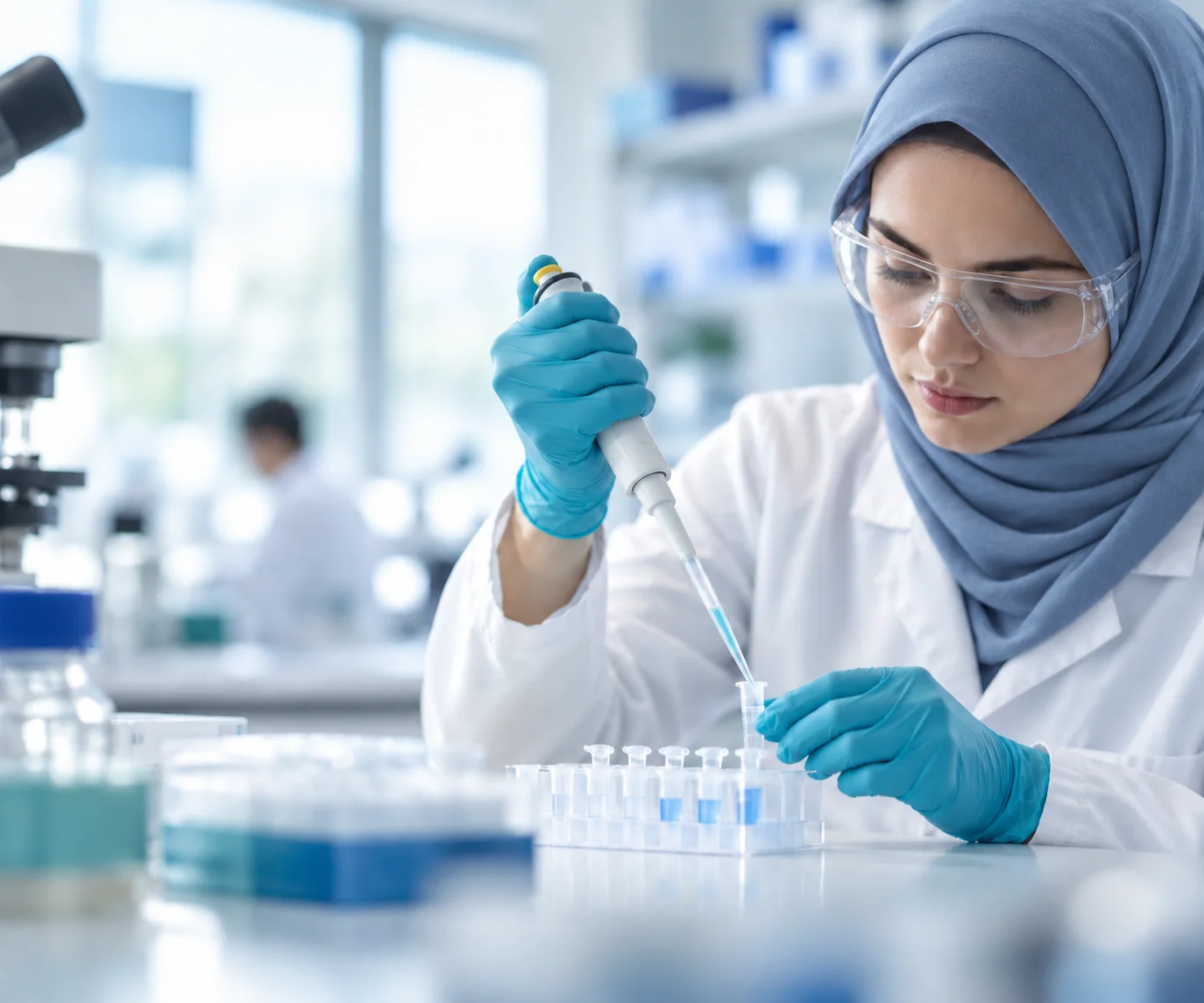 Scientist performing molecular biology laboratory work