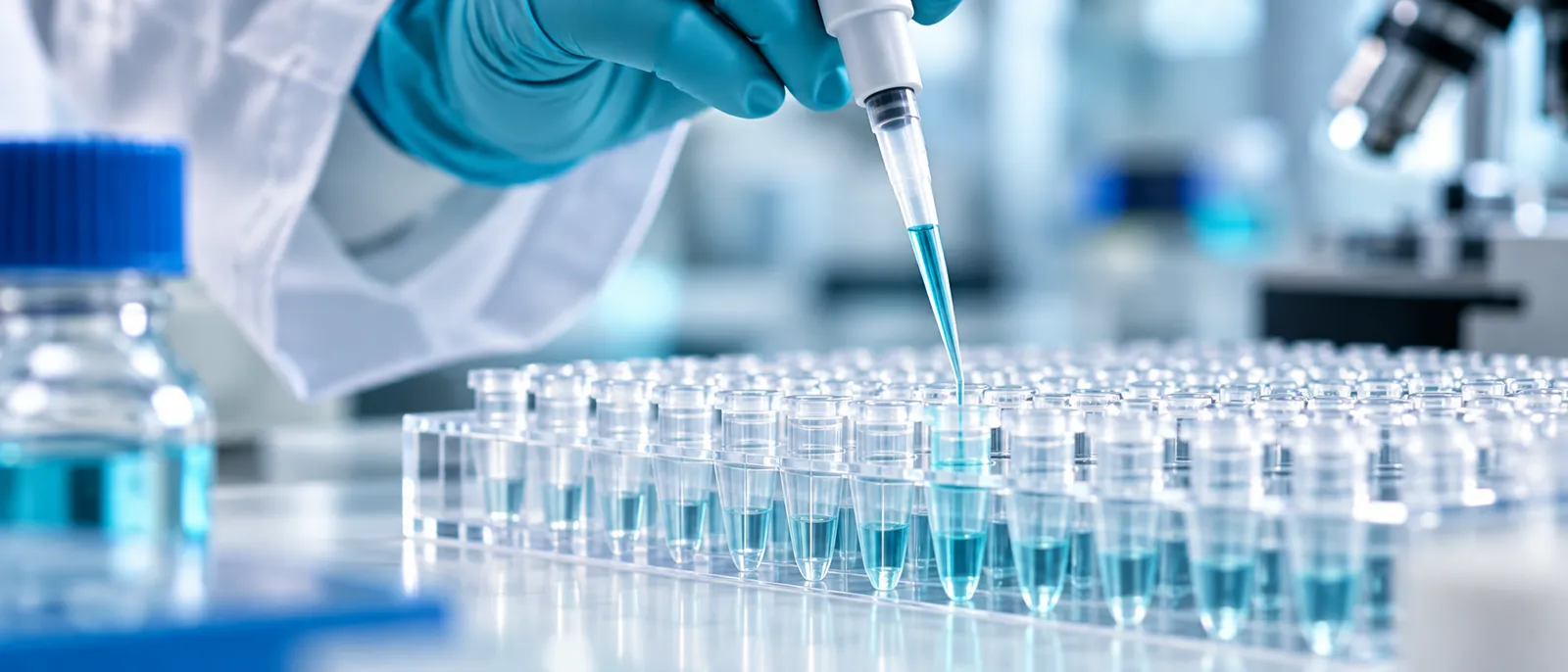 Pipetting samples for scientific laboratory services