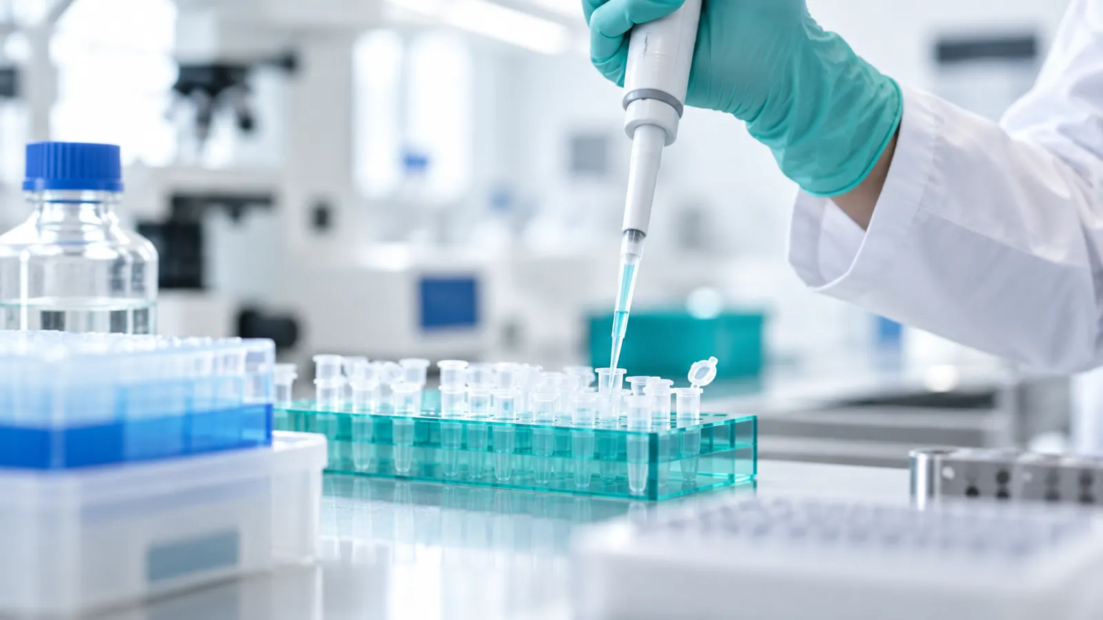 Researcher preparing molecular biology samples