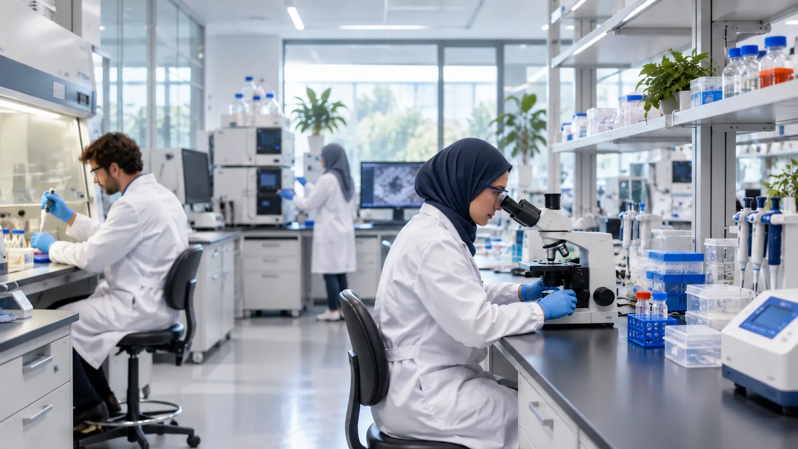 Modern biotechnology laboratory research environment