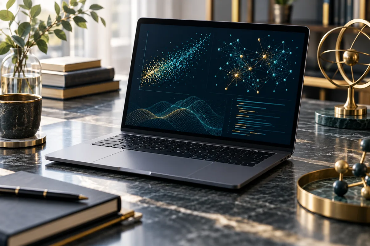 Scientific computing workspace with abstract data visualizations